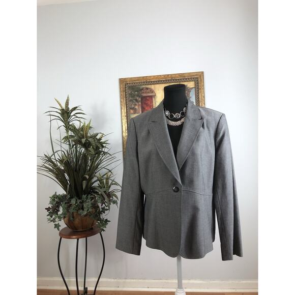 Tahari Arthur S Levine Women Jacket One Button Front Office Siren Preppy Sz 16 - Picture 1 of 10